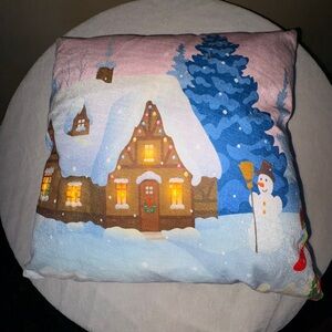 Lighted Christmas Village Pillow